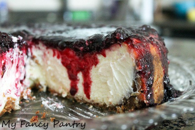 Lemon blackberry ginger cheesecake