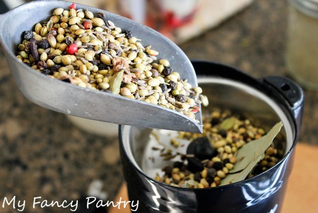 grinding garam masala